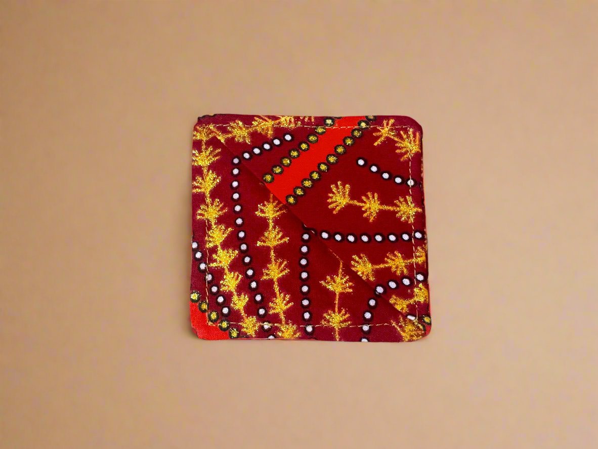 Ethnic, Fabric, Patterned, Handmade Orange, Blue Gold Bookmark - Gezia Accents