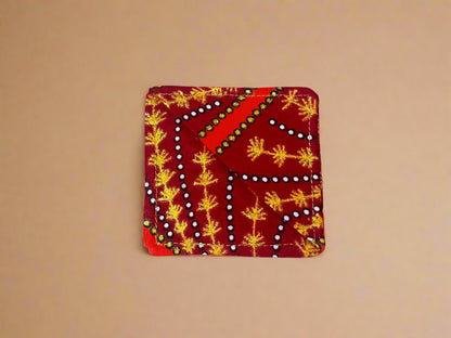 Ethnic, Fabric, Patterned, Handmade Orange, Blue Gold Bookmark - Gezia Accents