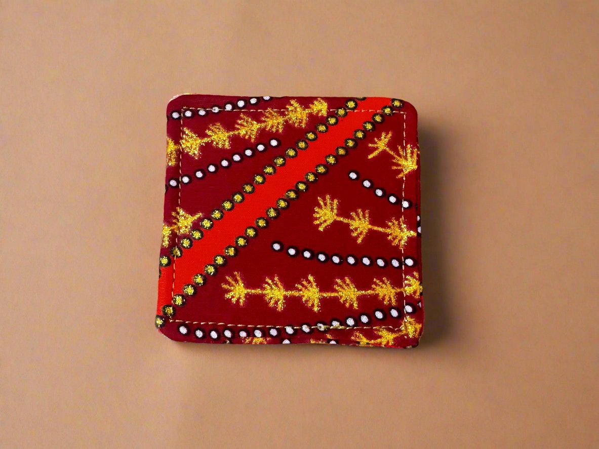 Ethnic, Fabric, Patterned, Handmade Orange, Blue Gold Bookmark - Gezia Accents