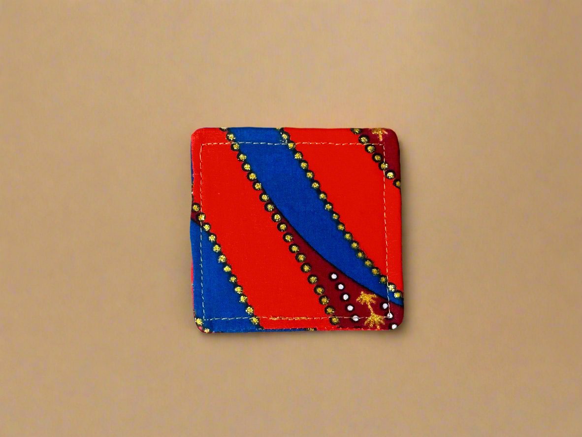 Ethnic, Fabric, Patterned, Handmade Orange, Blue Gold Bookmark - Gezia Accents