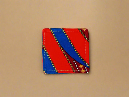 Ethnic, Fabric, Patterned, Handmade Orange, Blue Gold Bookmark - Gezia Accents