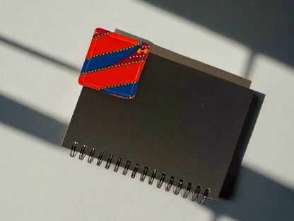 Ethnic, Fabric, Patterned, Handmade Orange, Blue Gold Bookmark - Gezia Accents