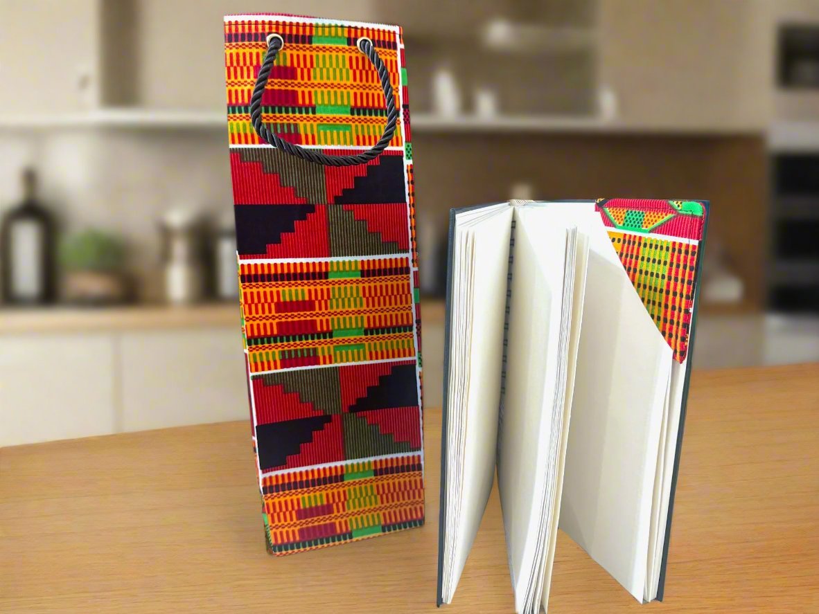 Ethnic, Fabric, Patterned, Handmade Orange, Red, Green, Yellow, Black and White Bookmark - Gezia Accents