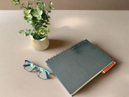 Ethnic, Fabric, Patterned, Handmade Orange, Red, Green, Yellow, Black and White Bookmark - Gezia Accents