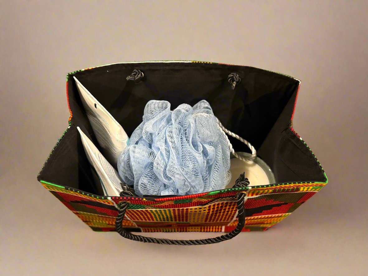 Ethnic, Fabric, Patterned, Handmade Orange, Yellow, Black, Red, Green and White Small Wardrobe Bag - Gezia Accents