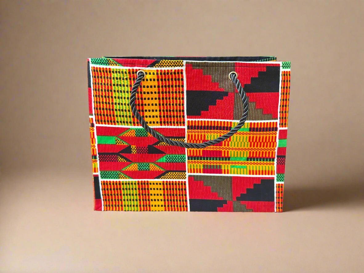 Ethnic, Fabric, Patterned, Handmade Orange, Yellow, Black, Red, Green and White Small Wardrobe Bag - Gezia Accents