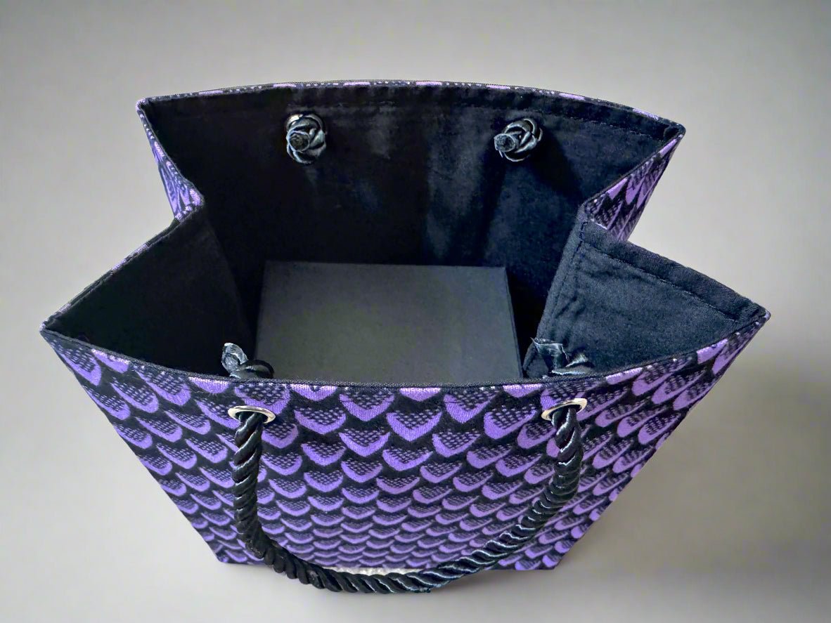 Ethnic, Fabric, Patterned, Handmade Purple and Black Extra Small Bag - Gezia Accents