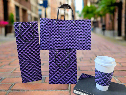 Ethnic, Fabric, Patterned, Handmade Purple and Black Medium Horizontal Bag - Gezia Accents