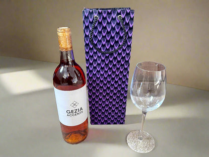 Ethnic, Fabric, Patterned, Handmade Purple and Black Wine Gift Bag - Gezia Accents