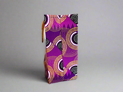 Ethnic, Fabric, Patterned, Handmade Purple, Black, White and Gold Extra Small Bag - Gezia Accents