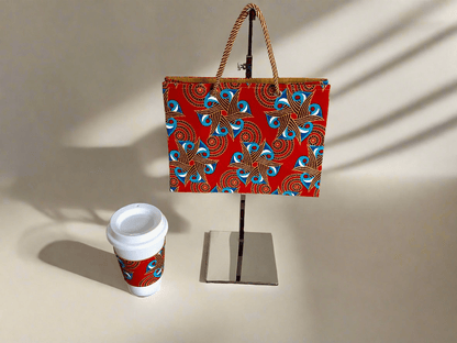 Ethnic, Fabric, Patterned, Handmade Red, Blue, Turquoise, and Gold Small Wardrobe Bag - Gezia Accents