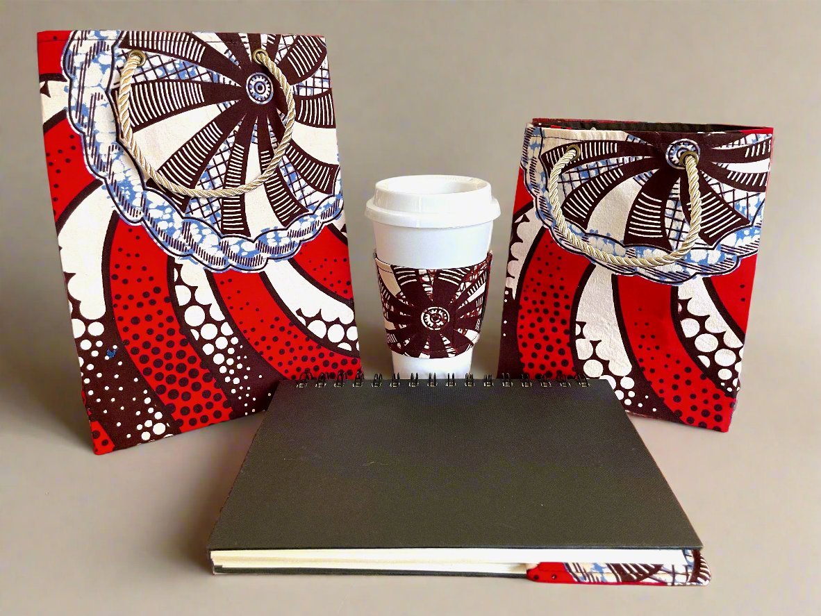 Ethnic, Fabric, Patterned, Handmade Red, Dark Brown, and Cream Extra Small Bag - Gezia Accents