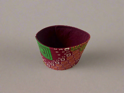 Ethnic, Fabric, Patterned, Handmade Red, Orange, Green and Yellow Cup Sleeve - Gezia Accents