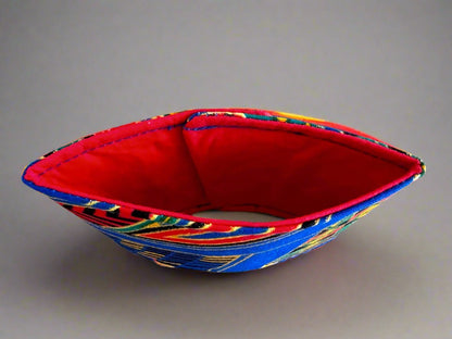 Ethnic, Fabric, Patterned, Handmade Royal Blue, Green, Red and Gold Cup Sleeve - Gezia Accents