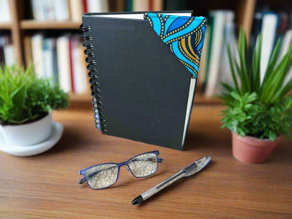 Ethnic, Fabric, Patterned, Handmade Turqoise, Dark Blue Gold Bookmark - Gezia Accents