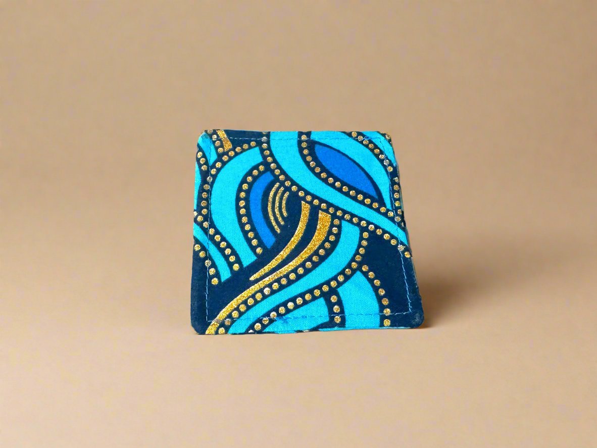 Ethnic, Fabric, Patterned, Handmade Turqoise, Dark Blue Gold Bookmark - Gezia Accents