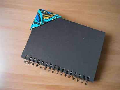 Ethnic, Fabric, Patterned, Handmade Turqoise, Dark Blue Gold Bookmark - Gezia Accents