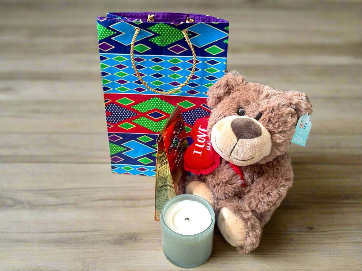 Ethnic, Fabric, Patterned, Handmade Turqoise, Red, Purple and Gold Gift Bag - Gezia Accents