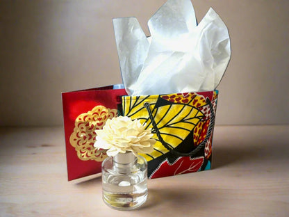 Ethnic, Fabric, Patterned, Handmade Turquoise, Black, Red, Yellow, and White Mini Tote - Gezia Accents