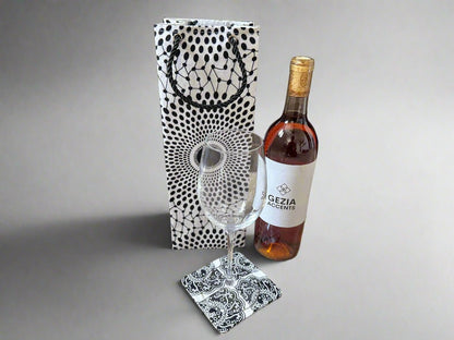 Ethnic, Fabric, Patterned, Handmade White and Black Coasters - Gezia Accents