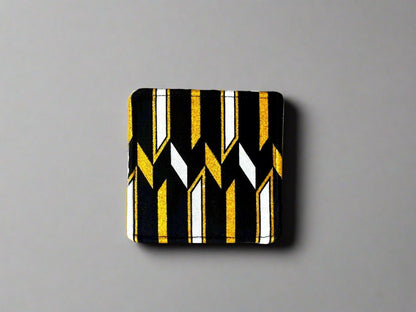 Ethnic, Fabric, Patterned, Handmade White, Black, and Gold Coasters - Gezia Accents