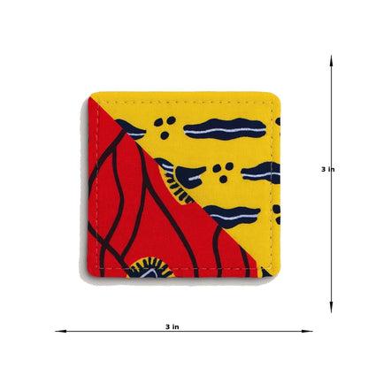 Colorful corner bookmark with abstract design 3x3 dimensions shown on a light gray background