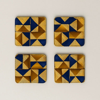 Handmade African Fabric Coasters – Set of 4 | Cultural Home Decor | Eco - Friendly Gift | Wax Print Drink Coasters - Gezia Accents