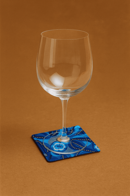 Handmade African Fabric Coasters – Set of 4 | Cultural Home Decor | Eco - Friendly Gift | Wax Print Drink Coasters - Gezia Accents