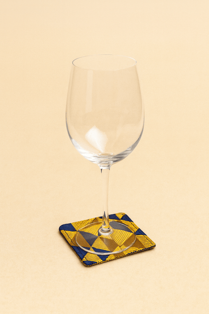 Handmade African Fabric Coasters – Set of 4 | Cultural Home Decor | Eco - Friendly Gift | Wax Print Drink Coasters - Gezia Accents