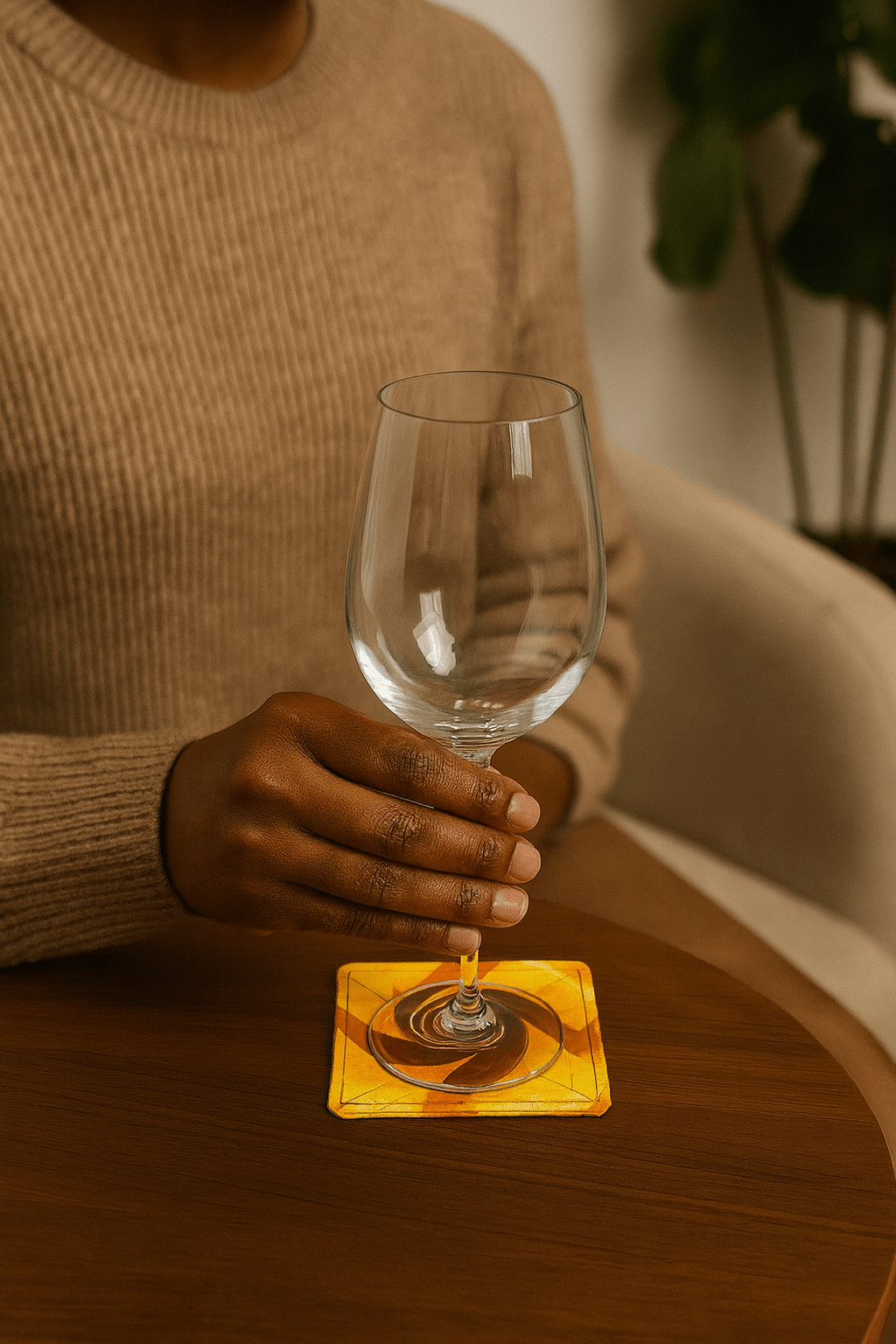 Handmade African Fabric Coasters – Yellow, Brown, Orange & Gold Set of 4 | Cultural Home Decor | Eco - Friendly Gift | Wax Print Drink Coasters - Gezia Accents