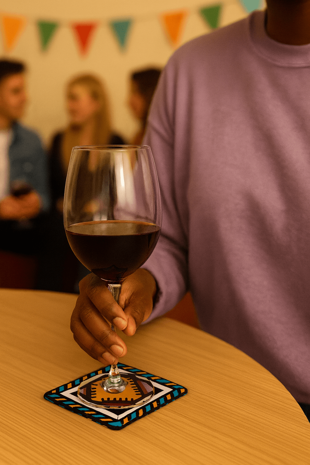 Handmade African Fabric Coasters – Yellow, Purple, Green, Black & Beige Set of 4 | Cultural Home Decor | Eco - Friendly Gift | Wax Print Drink Coasters (Copy) (Copy) - Gezia Accents