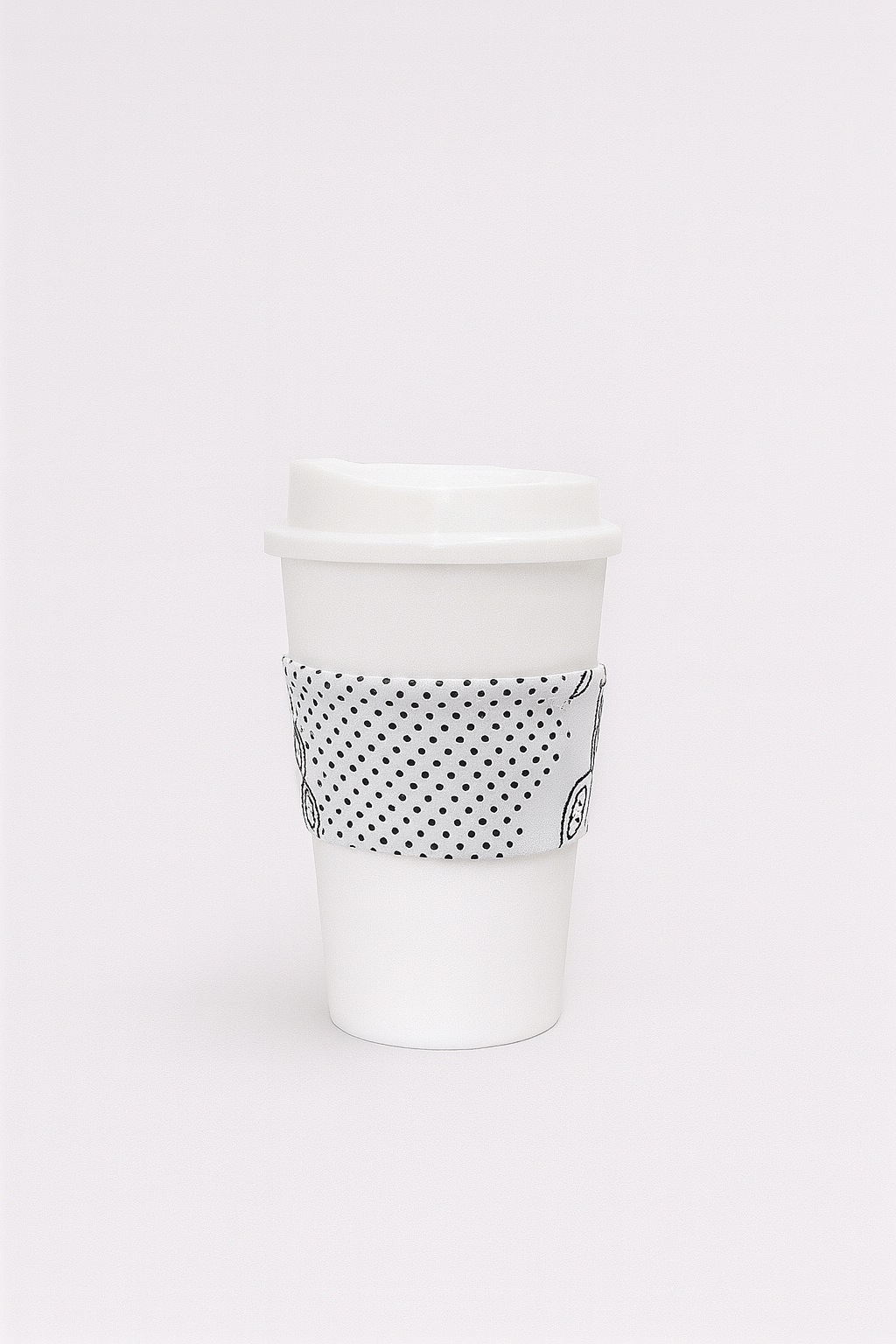"African Wax Print Cup Sleeve - White and Black | Reusable Coffee Cozy - Gezia Accents"