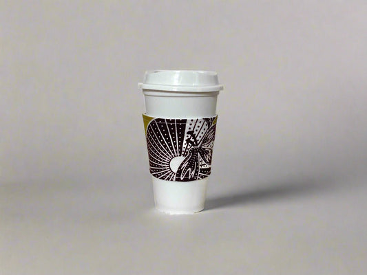 Handmade African Wax Print Cup Sleeve – Reusable Coffee Cozy | Ethnic Fabric Drink Sleeve | Eco - Friendly Gift for Tea & Coffee Lovers ☕🌍 - Gezia Accents
