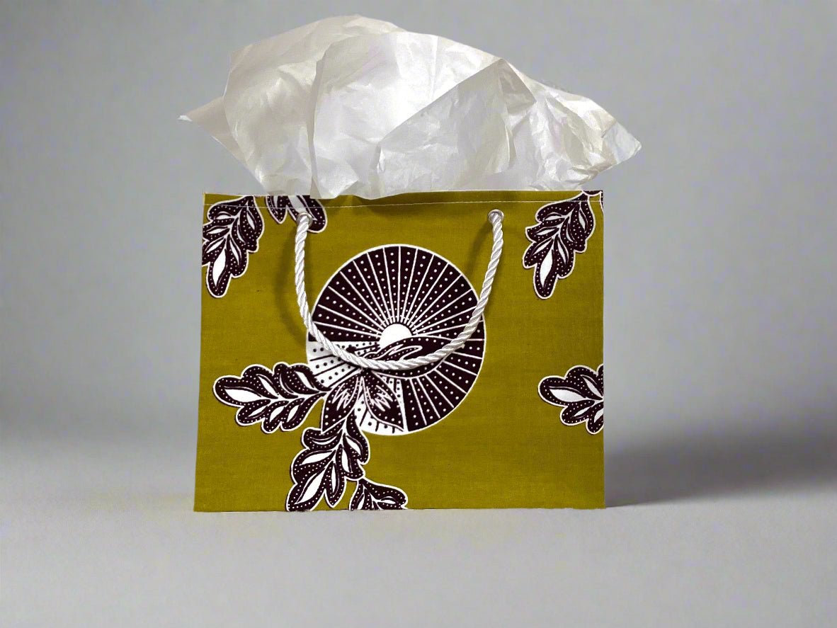 🌍 Handmade African Wax Print Horizontal Gift Bag| Reusable Cultural Gift | Ethnic Fabric Accessory | Eco - Friendly Handmade Decor 🎁✨ - Gezia Accents