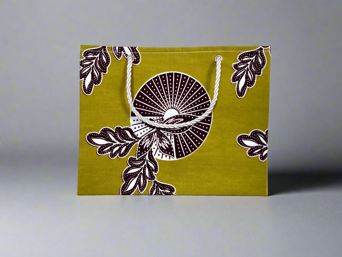 🌍 Handmade African Wax Print Horizontal Gift Bag| Reusable Cultural Gift | Ethnic Fabric Accessory | Eco - Friendly Handmade Decor 🎁✨ - Gezia Accents