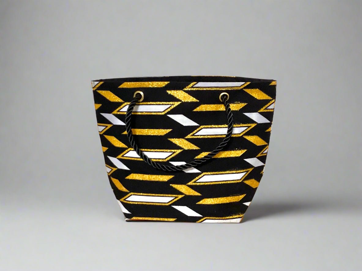 🖤 Handmade African Wax Print Mini Pouch | Extra Small Bag | Black, Gold & White Ethnic Fabric | Coin Bag | Cultural Gift Idea 🌍🎁 - Gezia Accents