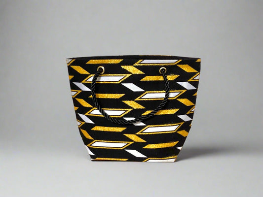 🖤 Handmade African Wax Print Mini Pouch | Extra Small Bag | Black, Gold & White Ethnic Fabric | Coin Bag | Cultural Gift Idea 🌍🎁 - Gezia Accents