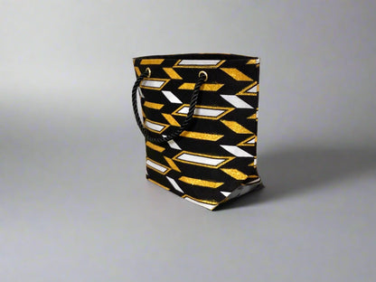 🖤 Handmade African Wax Print Mini Pouch | Extra Small Bag | Black, Gold & White Ethnic Fabric | Coin Bag | Cultural Gift Idea 🌍🎁 - Gezia Accents