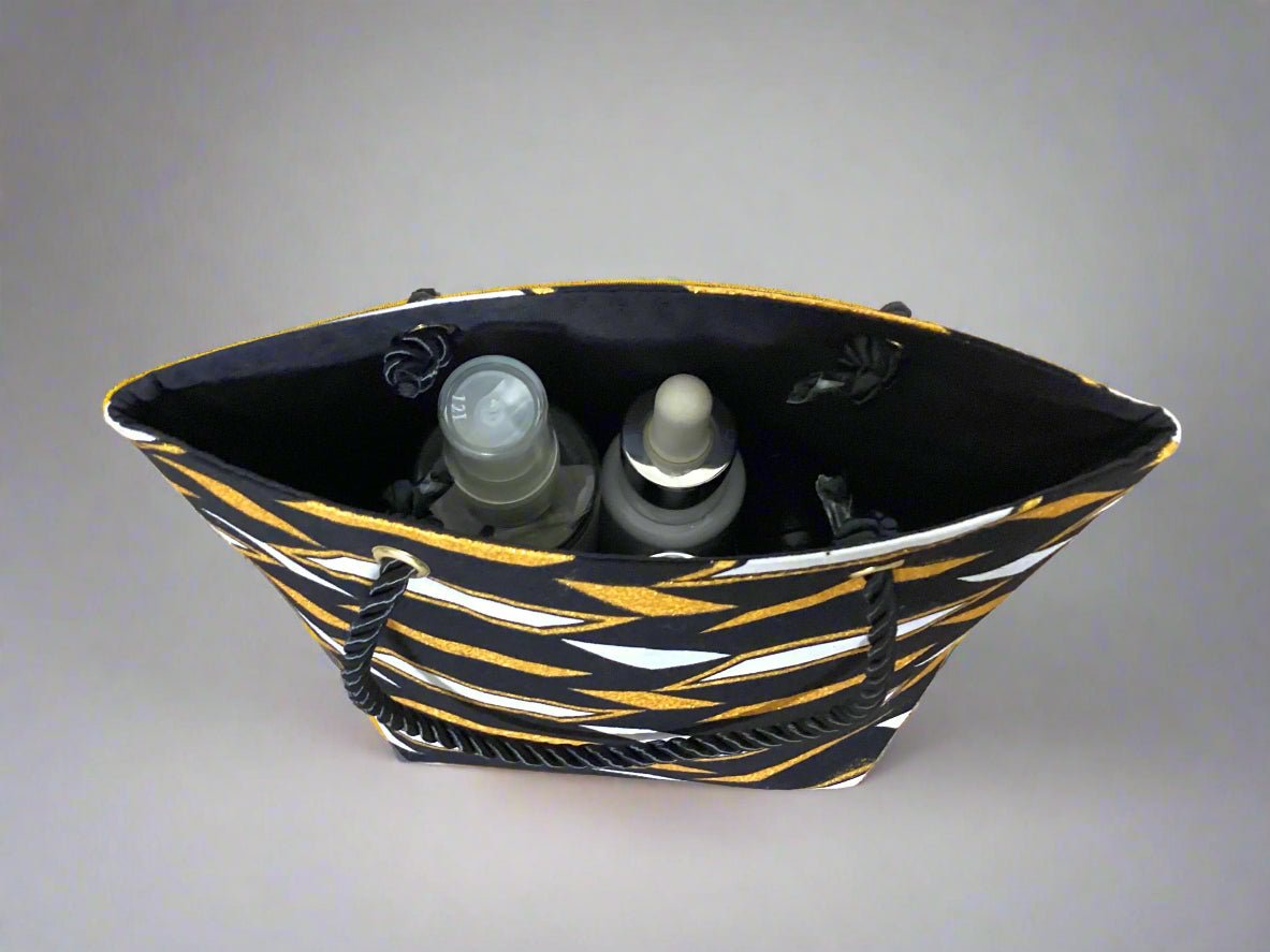 🖤 Handmade African Wax Print Mini Pouch | Extra Small Bag | Black, Gold & White Ethnic Fabric | Coin Bag | Cultural Gift Idea 🌍🎁 - Gezia Accents