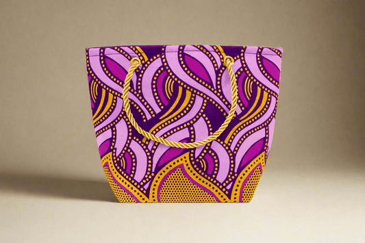 🖤 Handmade African Wax Print Mini Pouch | Extra Small Bag | Dark Purple, Purple, and Gold Ethnic Fabric | Coin Bag | Cultural Gift Idea 🌍🎁 - Gezia Accents