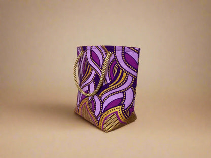 🖤 Handmade African Wax Print Mini Pouch | Extra Small Bag | Dark Purple, Purple, and Gold Ethnic Fabric | Coin Bag | Cultural Gift Idea 🌍🎁 - Gezia Accents