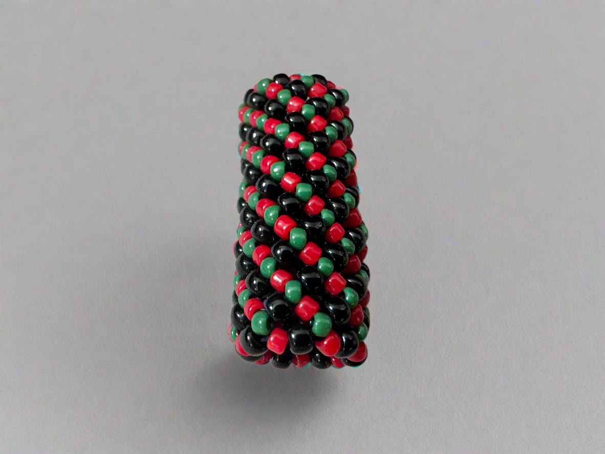 Loc Jewelry - Medium Red, Black, and Green Basket Weave - Gezia Accents