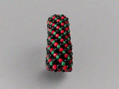 Loc Jewelry - Medium Red, Black, and Green Basket Weave - Gezia Accents