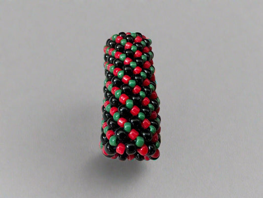 Loc Jewelry - Medium Red, Black, and Green Basket Weave - Gezia Accents