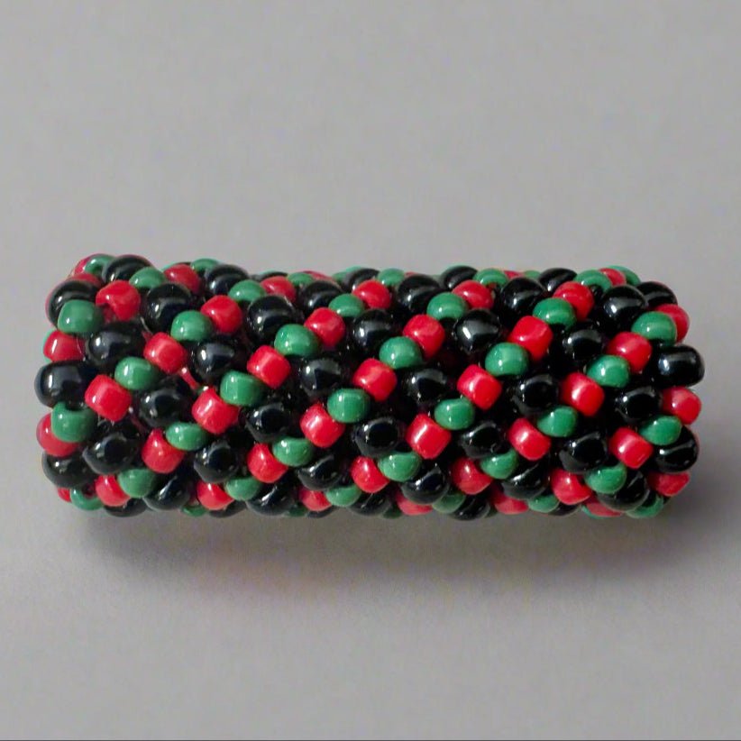 Loc Jewelry - Medium Red, Black, and Green Basket Weave - Gezia Accents