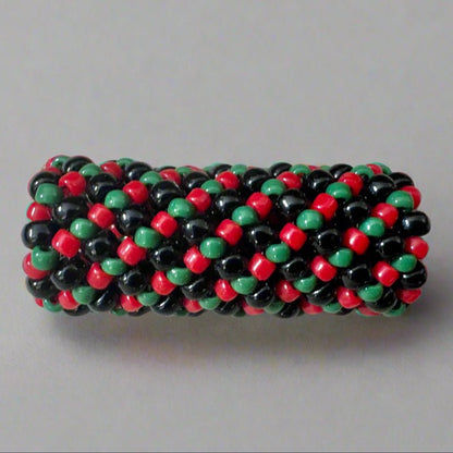 Loc Jewelry - Medium Red, Black, and Green Basket Weave - Gezia Accents