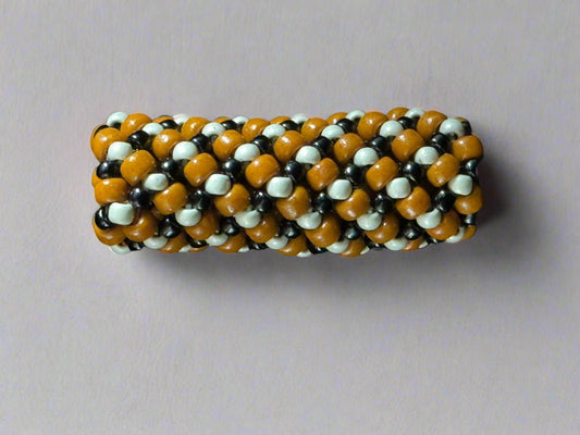 Loc Jewelry - Medium Tri - colored Weave Mud Cloth Bead - Gezia Accents