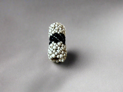 Loc Jewelry - Small Cream w/Black Stripe Mudcloth - Gezia Accents