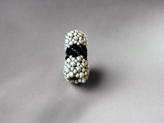 Loc Jewelry - Small Cream w/Black Stripe Mudcloth - Gezia Accents