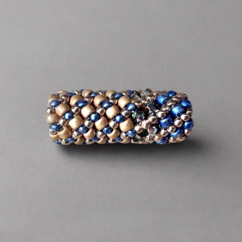 Loc Jewelry - Small Gold, and Royal Blue Bead w/ Swarovski Crystals - Gezia Accents